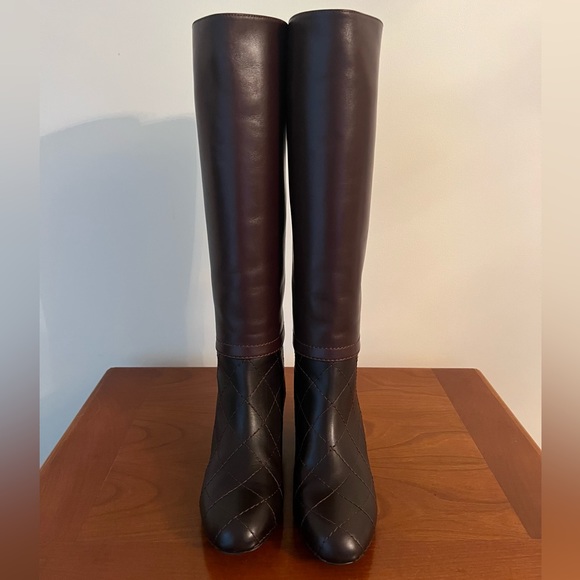 CHANEL Never Worn Dark Brown Khaki Quilted Riding Boots EU 37 US 7 - Picture 9 of 9